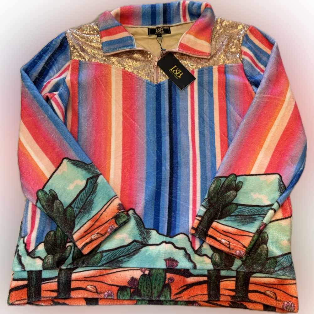 L&B Sequined Western Sweater New With Tags